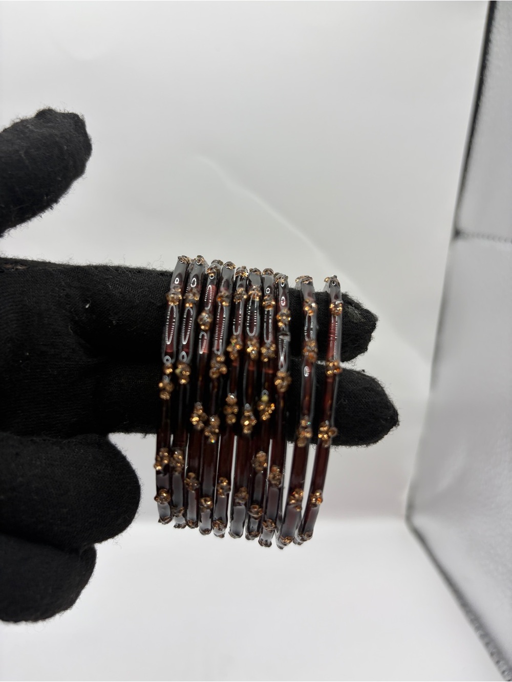 Stackable Brown Glass Bead Kashmiri Bangles